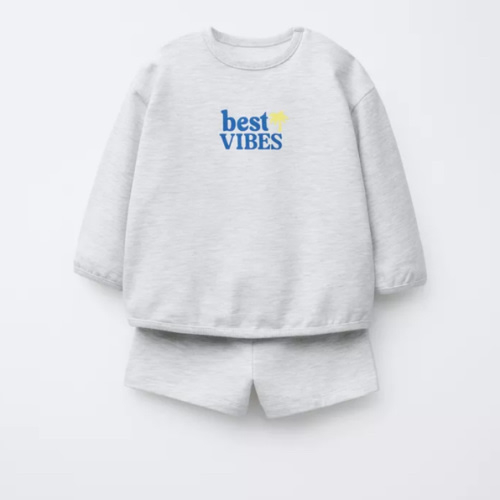 TEXT SWEATSHIRT AND BERMUDA SET - Gray marl | ZARA United States