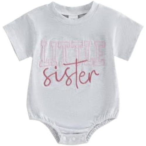 Toddler Boy Girls Clothes Sibling Matching T-Shirts Big Brother/Sister Letter Embroidered Short Sleeve Shirt Tops