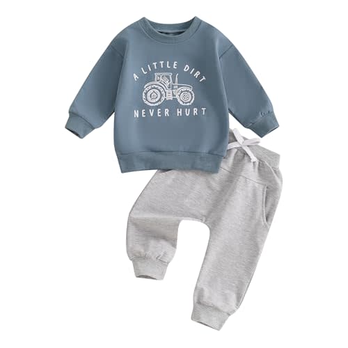 fhutpw Toddler Baby Boy Clothes Funny Letter Long Sleeve Sweatshirt Pullover Top Jogger Pants Fall Winter Outfits