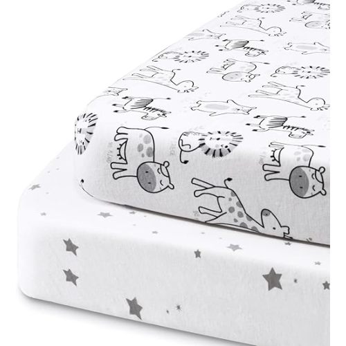 Beberoad Love 2 Pack Baby Bassinet Sheets, 100% Cotton Soft Universal Fitted Sheets for Oval, Hourglass and Rectangular Bassinet Mattress Pad-Elastic Washable, White, 32 x 18 x 3 Inches