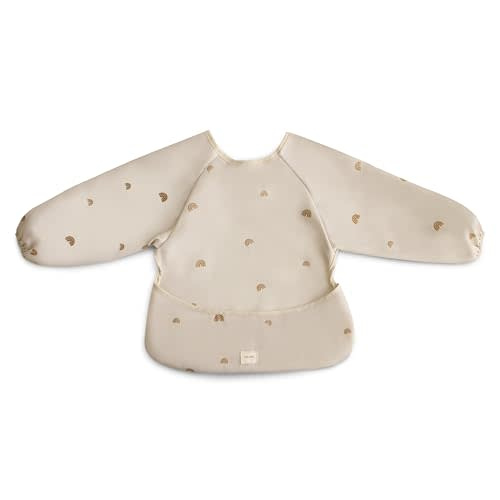mushie Long Sleeve Baby Bib | Water Resistant Adjustable Fit for Ages 6-24 Months