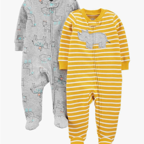 Simple Joys by Carter's baby-boys 2-way Zip Thermal Footed Sleep and Play, Pack of 2