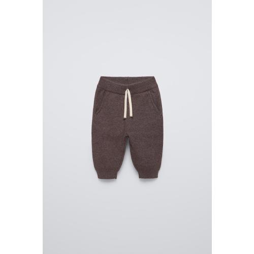 Jogger pants with elastic waistband and front adjustable drawstring. Front pockets. Cuffed hems. - Dark brown | ZARA United States