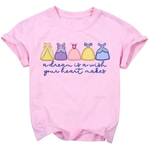 Princess Girls Shirt Magical Shirts for Toddler Embroidered Dress Graphic T Shirt Holiday Vacation Tee Tops