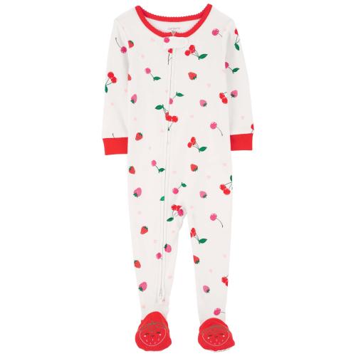 Baby 1-Piece Cherry 100% Snug Fit Cotton Footie Pajamas - 12M - Style,White/Red
