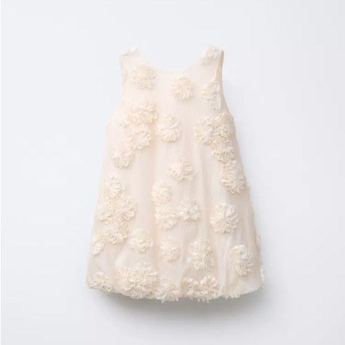 ORGANZA FLORAL BALLOON DRESS - Ecru | ZARA United States