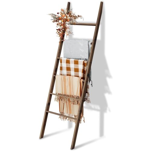 Acacia Wood Blanket Ladder, Rustic Towel Quilt Throw Clothes Blanket Ladders for The Living Room, Bedroom, Nursery Stand Holder, Wooden Decorative Ladder for Blankets Rack Farmhouse Home Decor