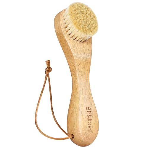 BFWood Laundry Stain Brush, Natural Soft Boar Bristle for Scrubbing Out Tough Stains on Delicate Fabrics, Knits, Cotton, Linens, No Damage