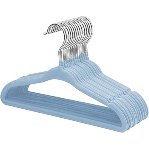 ManGotree Kids Velvet Clothes Hangers, Baby Childrens Hangers for Clothes Space Saving Non-Slip 15Pack (Blue)