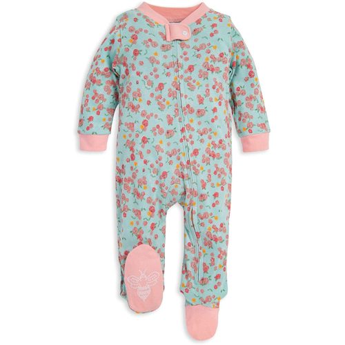 Burt's Bees Baby Baby Girls' Sleep and Play Pajamas, 100% Organic Cotton One-Piece Romper Jumpsuit Zip Front Pjs - Ditsty Floral - 3 Months