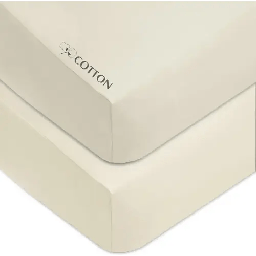 American Baby Company 2 Pack 100% Natural Cotton Fitted Crib Sheets 52" x 28" - Soft, Breathable, Hypoallergenic & Gentle Toddler Bed Sheets, Cream, Neutral for Boys & Girls