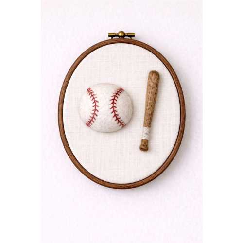 Needle Felted Baseball Wall Art, Wool Nursery Decor, Sports Theme