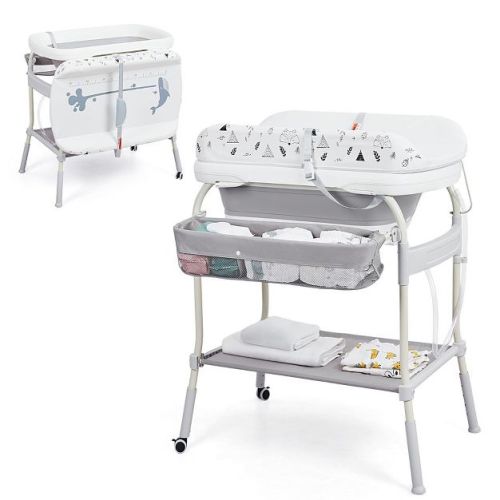 Baby Bathtub With Changing Table, Removable Bath Tub Unit W/soft Cushion