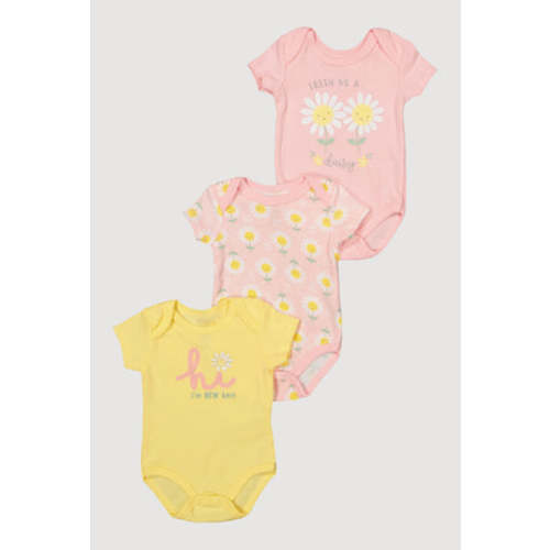 Baby Girls 0-9M Fresh and New Graphic Bodysuits 3 Pack