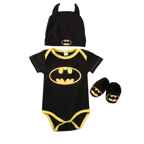 Unbranded Batman Onesie: Infant Jumpsuit with Shoes and Hat - Newborn Toddler Baby Boys Clothes Set