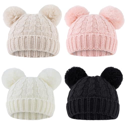 Yuoahcn Baby Girl Beanie Winter Baby Boy Hat with Pom pom Warm Infant Knitted Hats Toddler Kid Beanies
