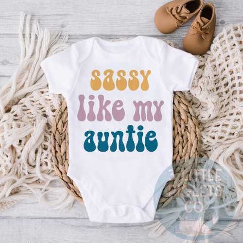 Sassy Like My Auntie Aunt Onesie® Auntie To Be Funny Auntie Gift from Auntie Baby Reveal Aunt Baby Announcement Baby Gift from Aunt Gift