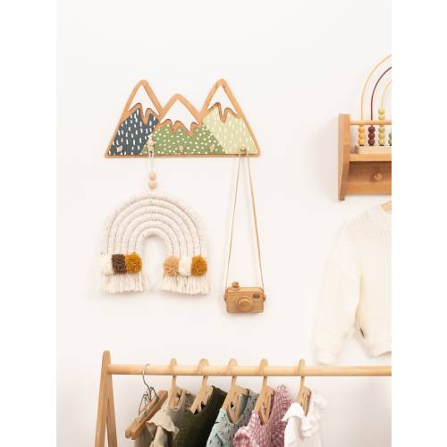 Woodland Nursery Decor, Baby Wall Hanger, Wooden Wall Hooks for Kids Mountain Peak Clothes Hook, Woodland Nursery Art, Kids Bedroom Decor