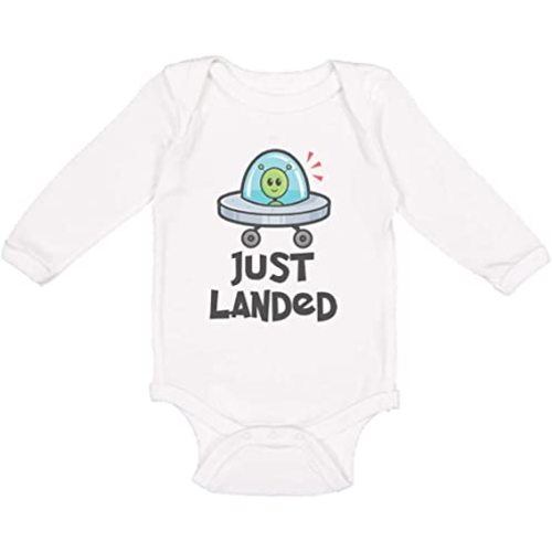 Baby Long Sleeve Bodysuit Novelty Just Landed Funny Humor Boy & Girl Clothes Cotton Baby Clothes White Newborn