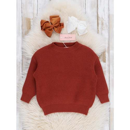 Ribbed Knit Sweater - Cinnamon - XXXS (6-12M)