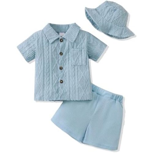 Renotemy Toddler Baby Boy Clothes Summer Outfits Infant Boy Clothing For Little Kid Shorts Sets