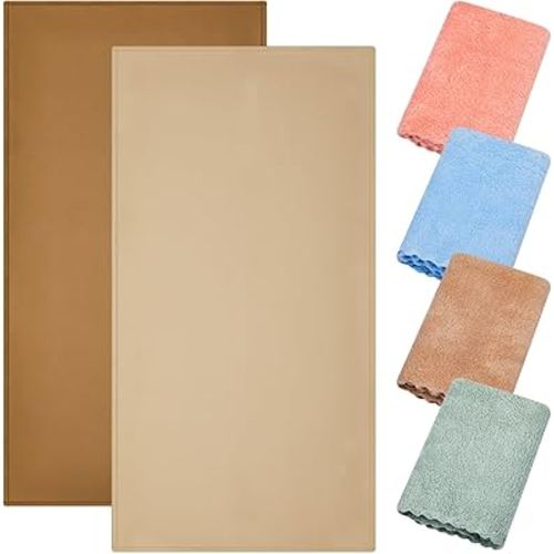 Wenqik 2 Pcs Leather Baby Portable Changing Pad Wipeable Foldable Changing Mat Multipurpose Diaper Changing Pad Liner with 4 Washcloths Towels for Toddler Infants Travel Shower Gifts, 16 x 30 Inch