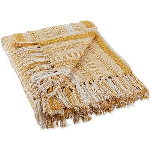 DII Braided Striped Throw, 50x60, Honey Gold
