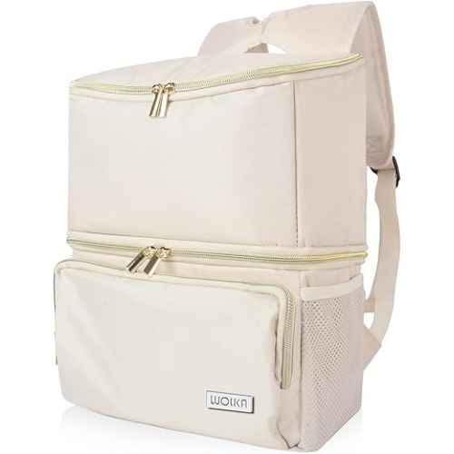 Wolka Breast Pump Bag with Dual Insulated Compartments & Removable Divider,Breast Milk Cooler Travel Bacpak with 50 cans Capacity,Fit Most Breast Pumps Like Medela, Spectra S1,S2, Evenflo