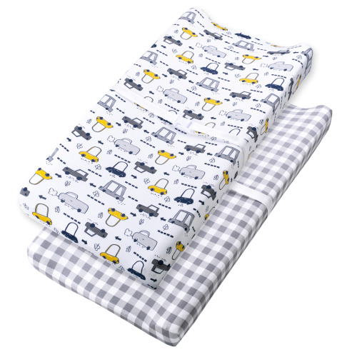 Little Star Organic Changing Pad Cover, 2 Pack, Vroom-Room