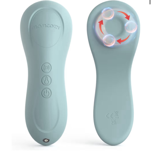 Momcozy Rolling Lactation Massager with Heat, 3-in-1 Real-Like Massage for Relieve Clogged Ducts, Breast Massager Warming for Breastfeeding, Improve Milk Flow, Blue-Green