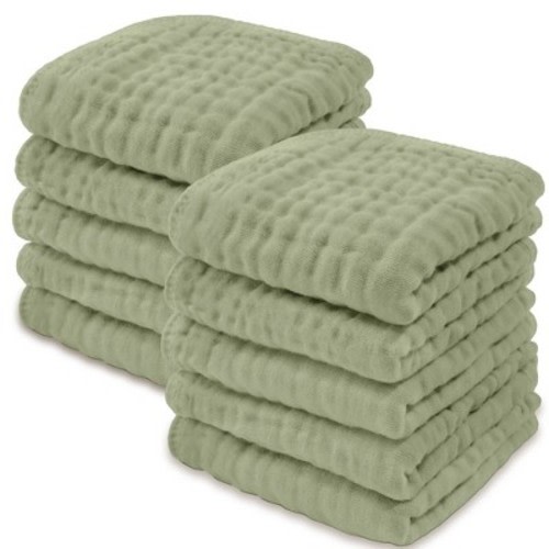 Baby Washcloths Muslin Cotton, Large 10”x10” by Comfy Cubs