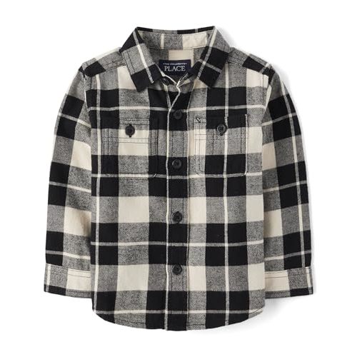 The Children's Place Baby Boys' and Toddler Long Sleeve Plaid Flannel Button Up Shirt