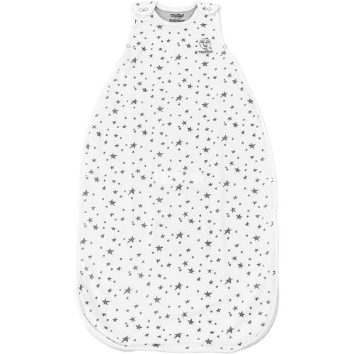 Woolino 4 Season Ultimate Baby Sleeping Bag - Merino Wool and Organic Cotton - Universal Size Adjustable Sleep Sack for Baby - Two-Way Zipper Sleeping Bag (2-24 Months) - Stars White