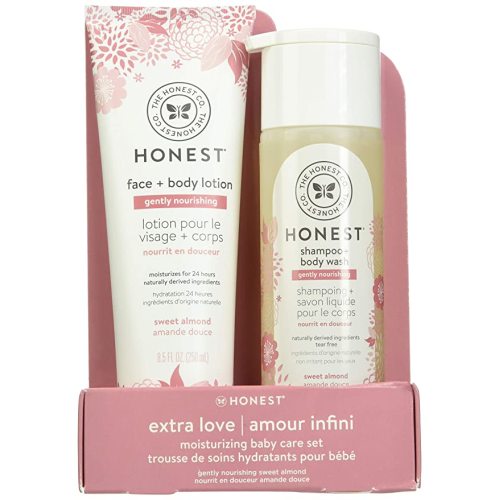 The Honest Company 2Piece Gently Nourishing Sweet Almond Shampoo and Body Wash 10 Fl Oz, Face and Body Lotion 8.5 Fl Oz, Tear Free, Naturally Derived Ingredients, Sulfate and Paraben Free Baby Bath