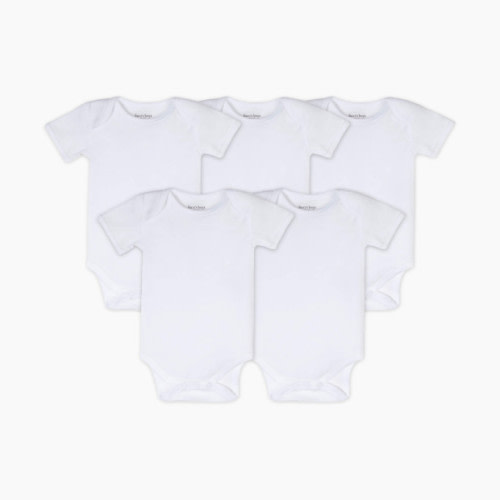 Burt's Bees Baby Organic Short Sleeve Bodysuit (5 Pack) - Cloud, 0-3 M