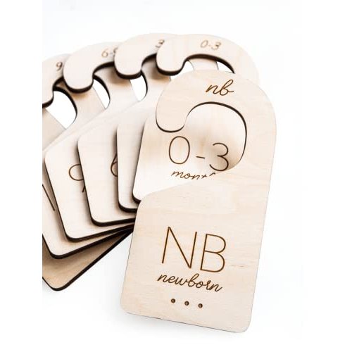 Baby Closet Size Dividers Baby Closet Organizer – White Loft Thick Birch Baby Closet Dividers from Newborn to 24 Months – Timeless Etched Design for Any Nursery Decor (Set of 7)