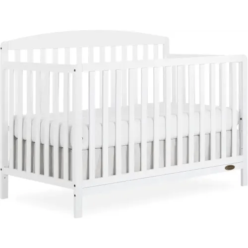 Dream On Me JPMA & Greenguard Gold Certified Odelle 5 in 1 Convertible Crib in White, Built of Sustainable Pinewood, 3 Mattress Height Settings, Non-Toxic Water-Based Paint Finish