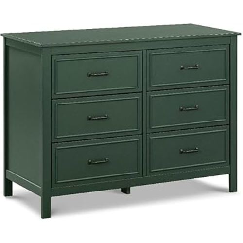 DaVinci Charlie 6-Drawer Baby Dresser - Wooden Double Chest of Drawers for Kids, Boys and Girls - Multi-Purpose Storage for Bedroom, Nursery, Living Room & Hallway, Easy to Assemble - Forest Green