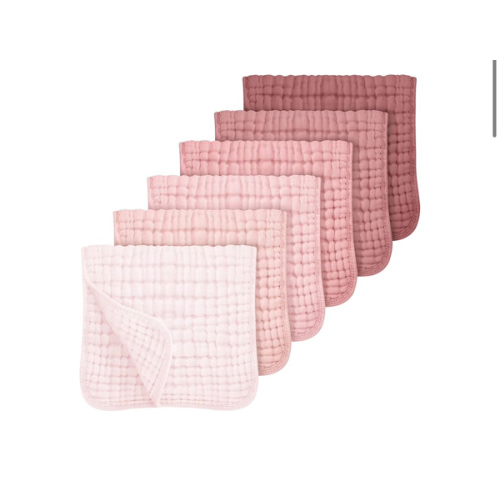 Looxii Muslin Burp Cloths Baby Girl 6 Pack - 20" x 10" - Ultra Soft & Absorbent, 6-Layer 100% Cotton for Spit Up & Drool- Gentle Baby Burping Cloth, Newborn Essentials Shower Gift Girl, Gradient Pink