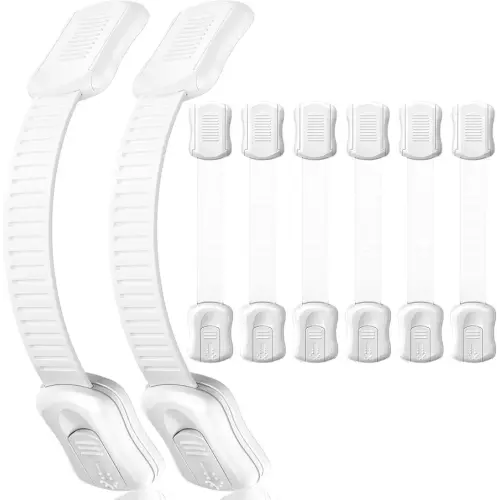 8-Pack Cabinet Locks Baby Proofing - Syican Child Proof Drawer Locks, Multi-Purpose for Drawers, Fridge, Toilet Seat, Trash Can, Ideal Stocking Stuffers, White