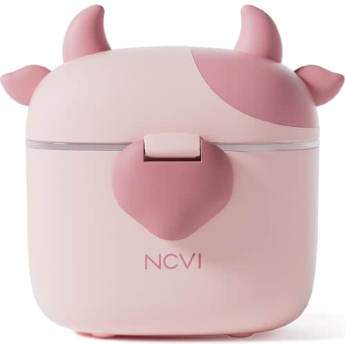 NCVI Baby Formula Dispenser On The Go, Formula Container To Go, Formula Holder for Travel, Outdoor Picnic with Baby Infant, Portable Container for Milk Powder, Snacks, Candy, Fruits (Pink)