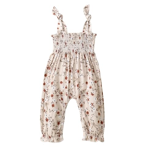 Summer One Piece Outfits Infant Baby Girl Romper Jumpsuit Sleeveless Ruffle Halter Floral Bodysuit Clothes