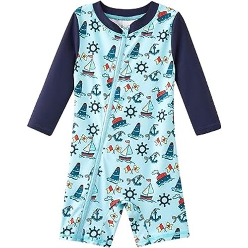 Amazon.com: UMELOK Baby Boys Swimsuit One Piece Full Zip with Long Sleeve UPF 50+ Sun Protection Sunsuit Sky Blue-Stripe,12M: Clothing, Shoes & Jewelry