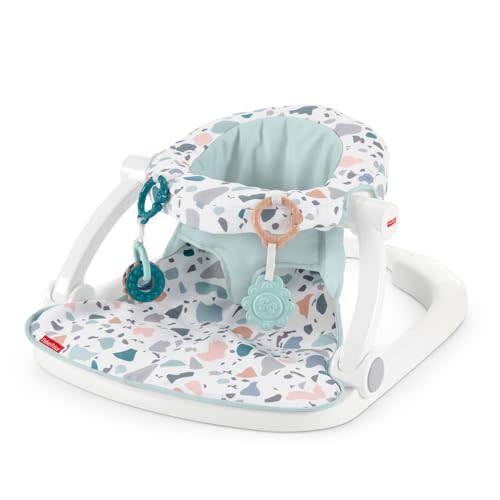 Fisher-Price Portable Baby Chair Sit-Me-Up Floor Seat With Developmental Toys & Machine Washable Seat Pad, Pacific Pebble