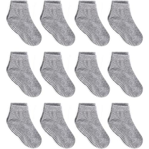 ZAPLES Baby Non Slip Grip Ankle Socks with Anti Skid Grippers Boys Girls Low Cut for Infants Toddlers Kids