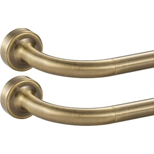 2 Pack Antique Bronze Disc Curtain Rods, 28-48 Inches Window Curtain Rod,Adjustable Room Darkening Curtain Rod with Aluminum Finials and Brackets,Wrap Around Design