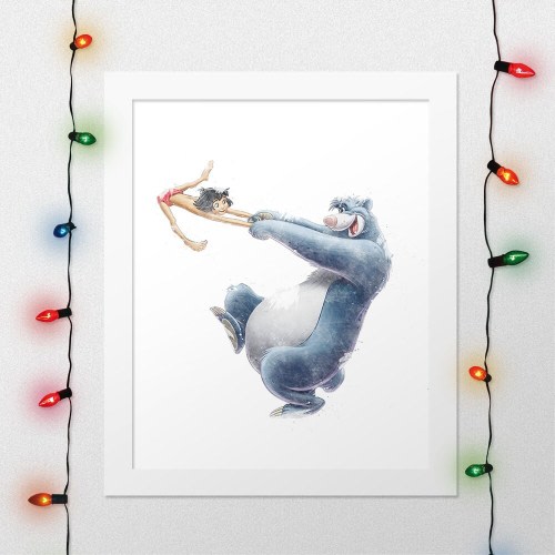 MOWGLI BALOO, The Jungle Book, Nursery Mowgli Baloo, Jungle Book Watercolor Nursery, Mowgli Baloo Watercolor, Wall Art, Digital Print