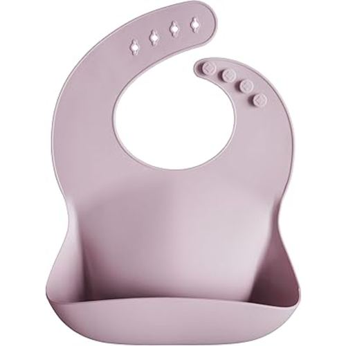 mushie Silicone Baby Bib | Adjustable Fit Waterproof Bibs (Pale Mauve)