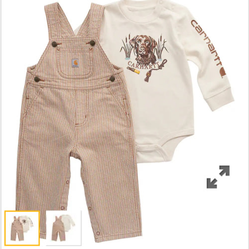Boys' 2-Piece Long Sleeve Bodysuit & Stripe Overall Set (Baby) 3mo