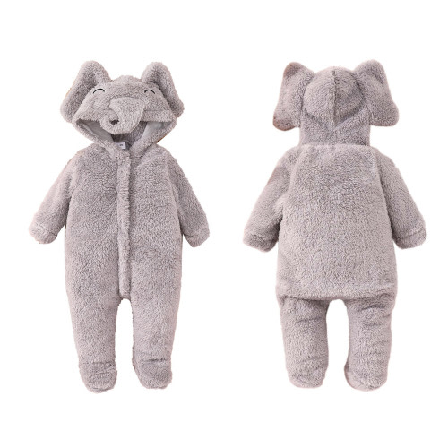 Little Children Boys Romper Fall Winter Xmas Long Sleeve Cartoon Elephant Rompers Warm Jumpsuits Novelty Party Holiday Bodysuits For Child